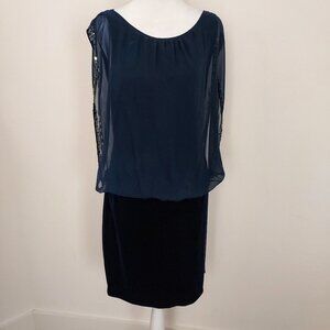 Cache Size 12 Velvet Navy Blue Mini Dress
